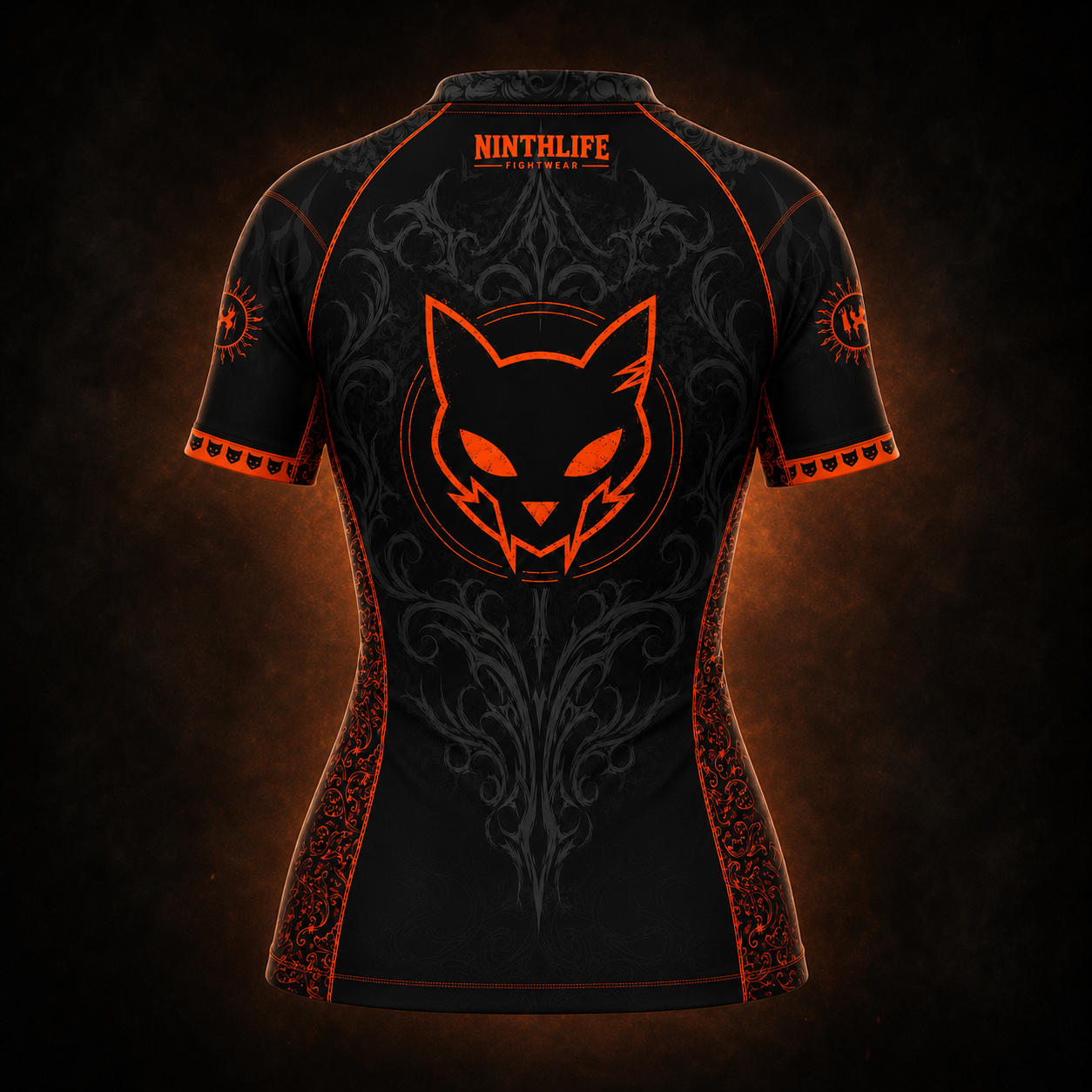 Black & neon orange woman’s Rashguard