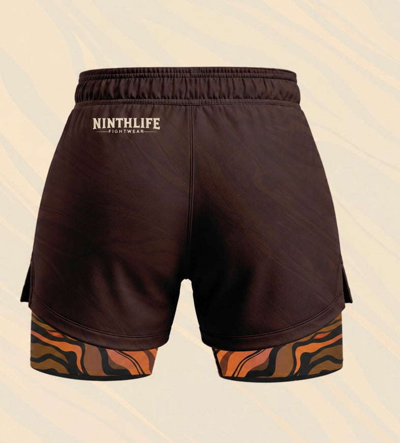 Brown & orange woman’s dual layer shorts