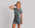 Teal women's rash guard + shorts set