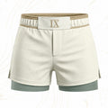 Beige & green dual layered shorts