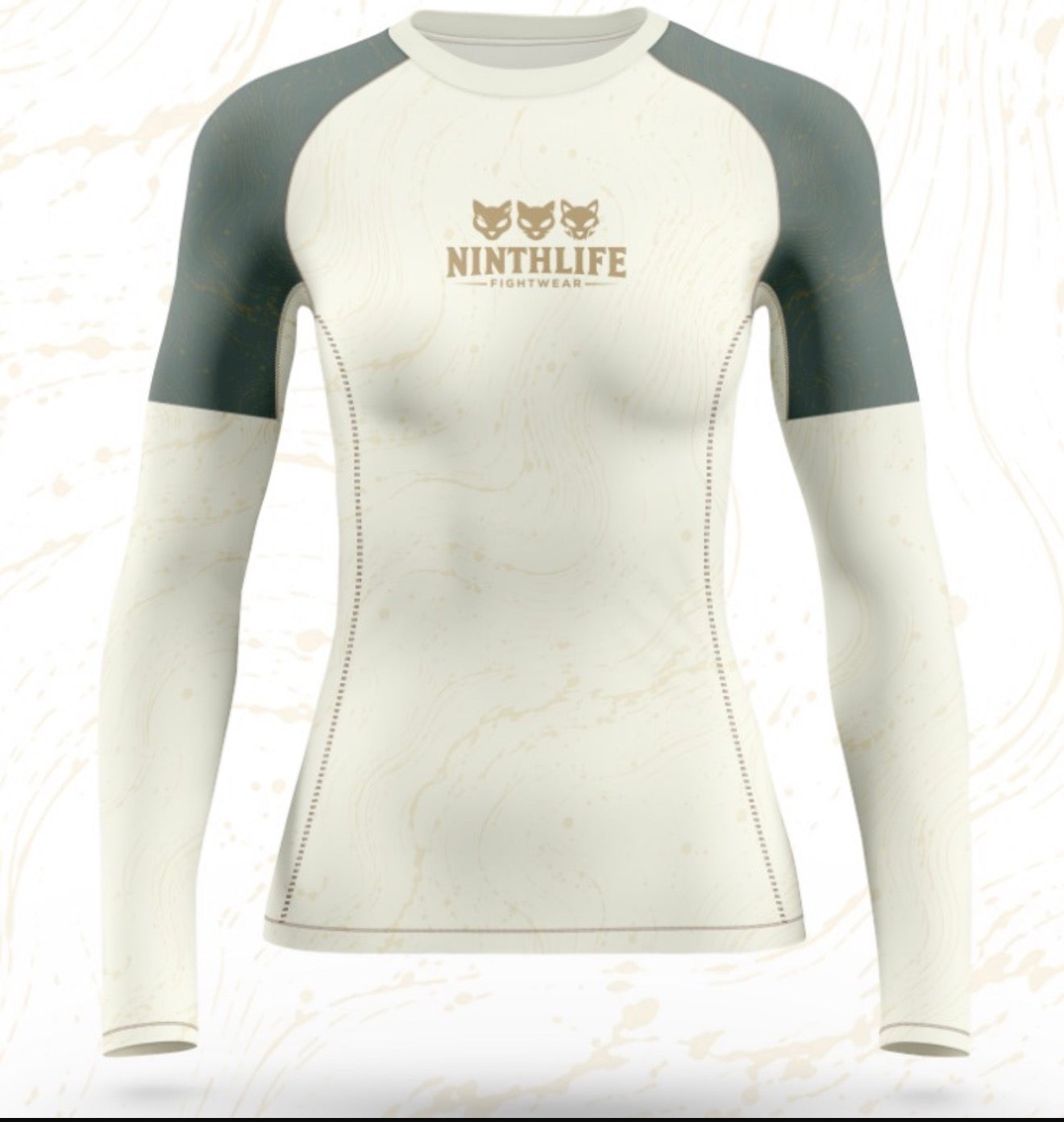 Beige & green long sleeved woman’s Rashguard