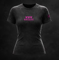 Charcoal camo and neon pink women’s rashguard