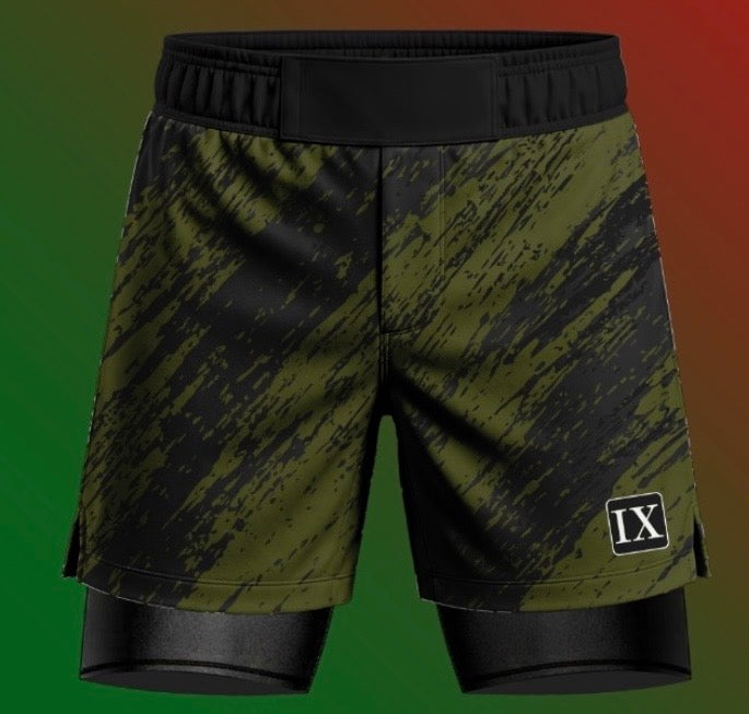 Black & green men’s dual layer shorts