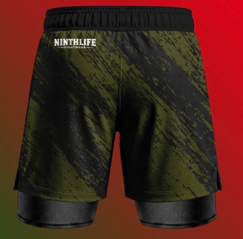 Black & green men’s dual layer shorts