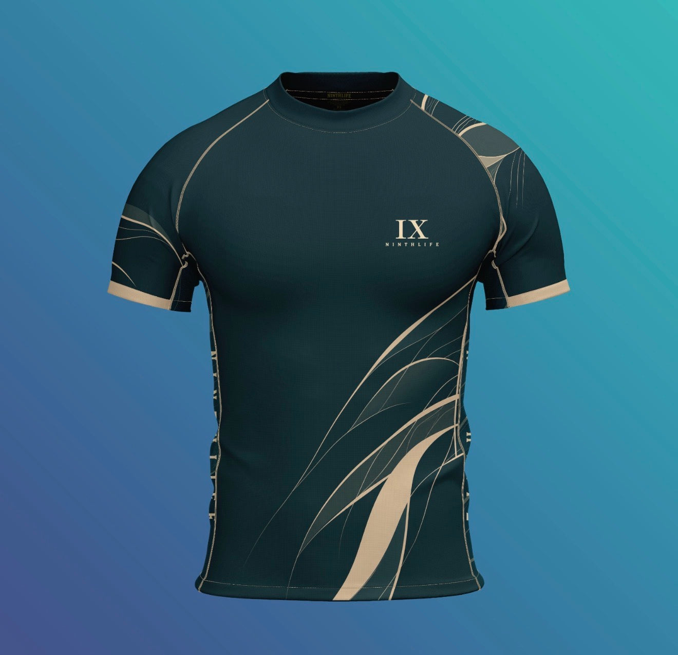 Teal & Cream men’s rashguard