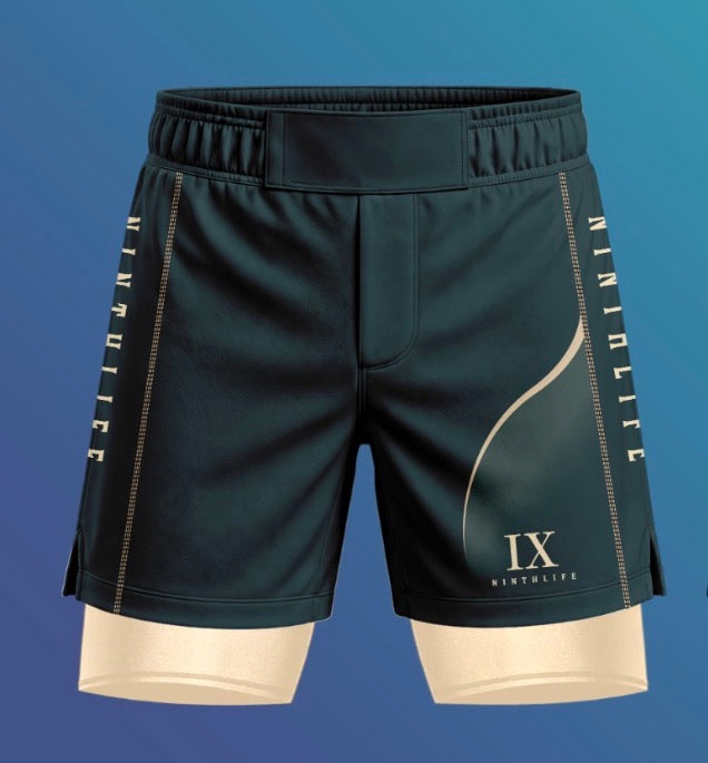 Teal & cream men’s dual layer shorts