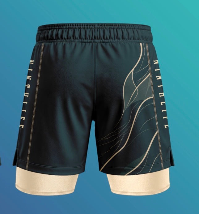 Teal & cream men’s dual layer shorts